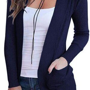 NWOT Women's Open Front Long Sleeve Knit Classic Sweaters Cardigan w/Pockets